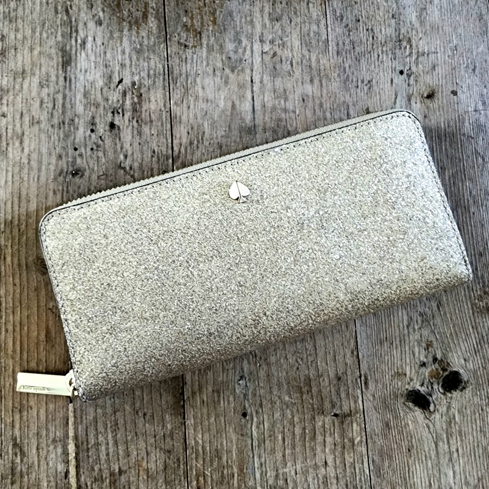 Kate Spade New York Burgess Court Leather Slim Continental Wallet Gold Sparkle